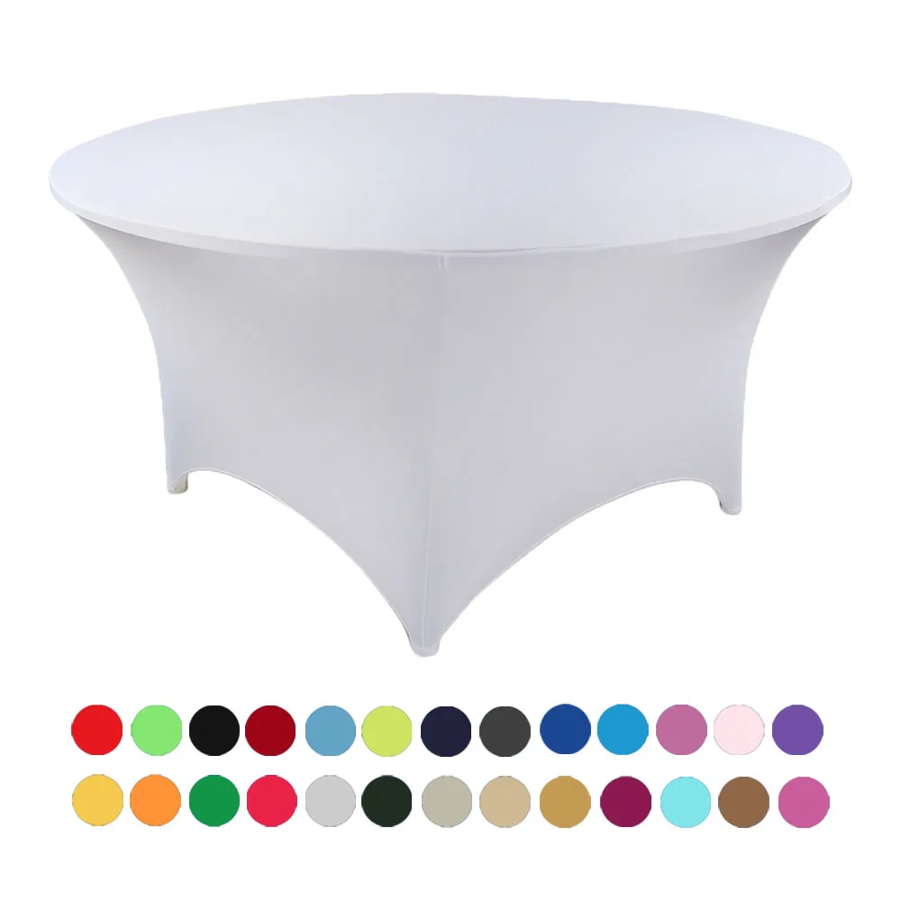 Hot Sale Fancy Stretch Dark Blue Tablecloth 6ft Folding Table Cover for Wedding Party Event Birthday Decoration