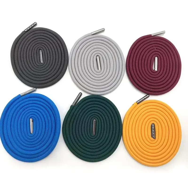 Factory wholesale 5 mm Cotton Cord With Metal Tipsbraided ropes cotton polyester drawcords for hoodies and garment drawstring