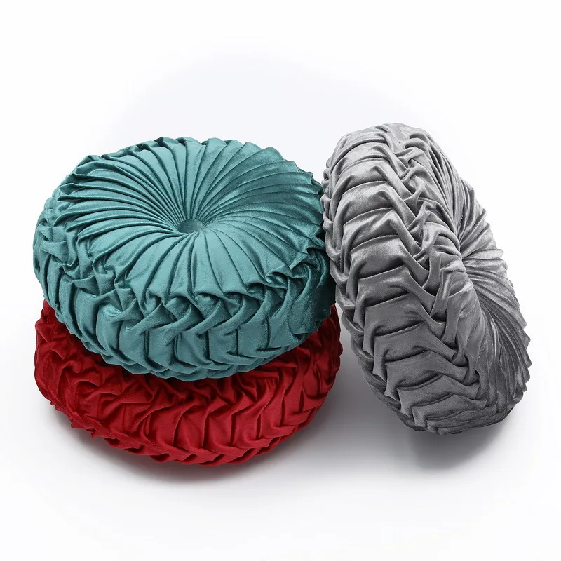 Throw Pillow for Couch Decorative 3D Pumpkin Round Velvet Cushion for Sofa Bed Chair Floor