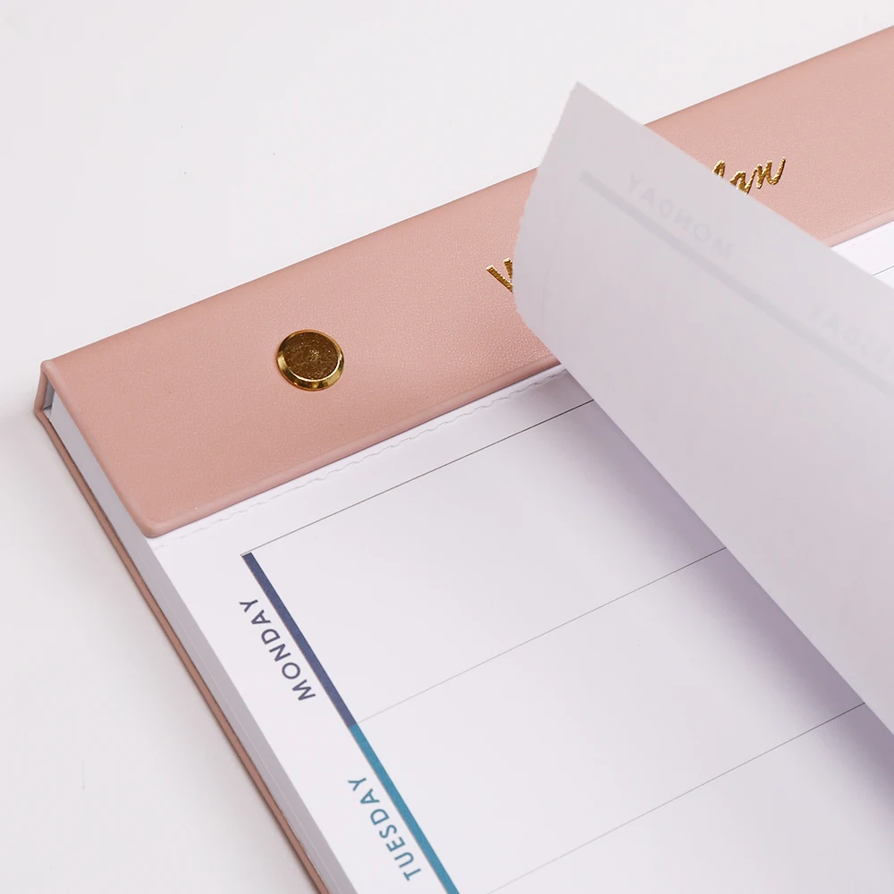 Free Sample Morandi PU Leather 100gsm Paper B5 Size Color Custom Printed Notepad Tear Off To Do