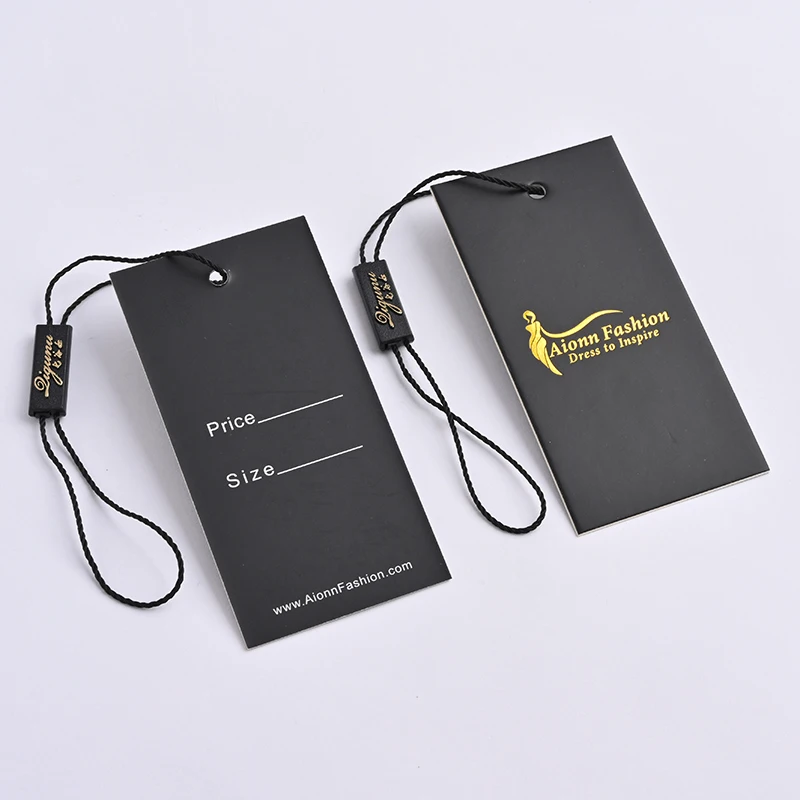 custom hanging tag luxury gold foil price hang tag high quality printing names gold digital price tags for clothing garment