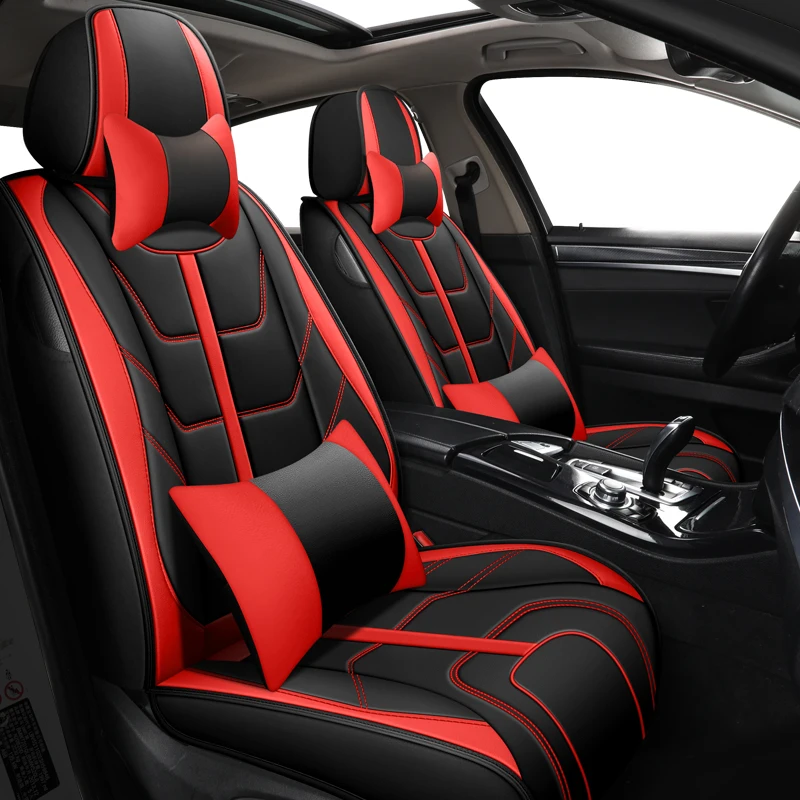 Leather Car Seat Covers, Leatherette Automotive Seat Covers for Cars SUV Pick-up Truck, Non-Slip Vehicle Car Seat Covers Univers