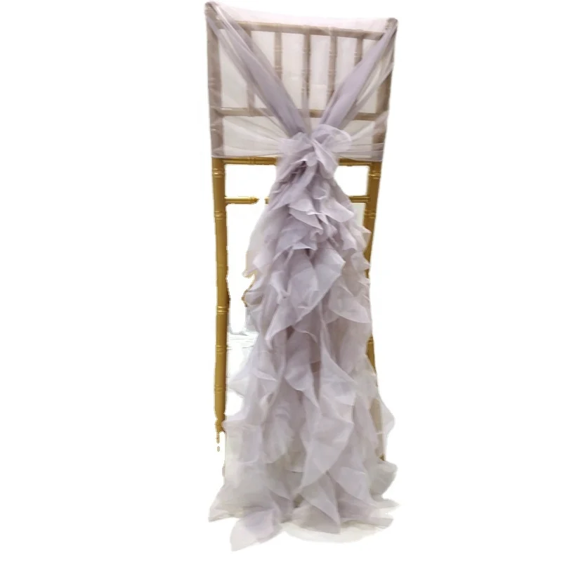 
Fancy Organza Curly Willow Chair Cover Sash Ruffled Wedding Chair Covers Organza Wedding Chair Hood Sash  (60655133513)
