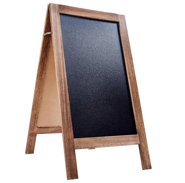 Rustic Vintage Torched Wooden A-Frame Sign with Eraser Large Chalkboard Magnetic Sidewalk Chalkboard with stand