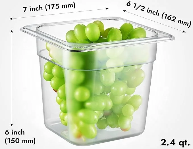 Zhongte Durable Food-Grade Polycarbonate Food Pans Gastronorm Food Storage Pan GN 1/6 Pan 150mm