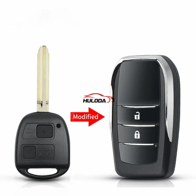 Modified Flip 2 Btutons Remote Car Key Shell Fob Blank Case For Toyota Yaris Prado Tarago Camry Corolla Toy43 Blade