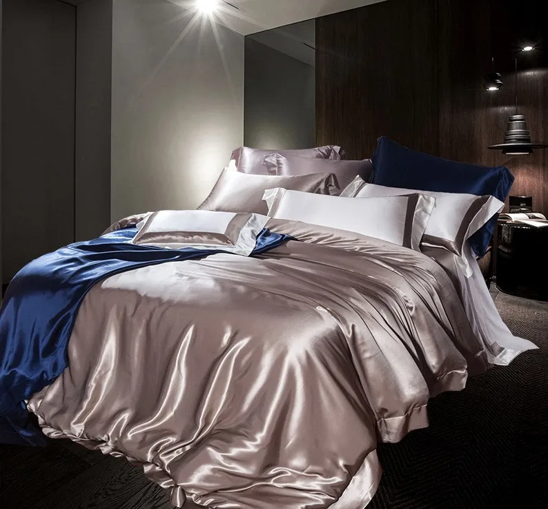 
ODM OEM Customized 100% pure mulberry silk Solid Color pillow case luxury bedroom comforter bedding sets 