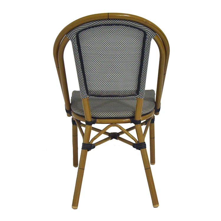 Outdoor French Chairs Multi Color PE Rattan Patio Bistro Flat Wicker Bamboo Garden Chair On Sale