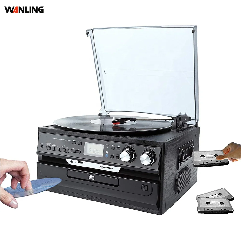 professional home audio music system AM FM Radio retro gramophone turntable cd record cassette radio player