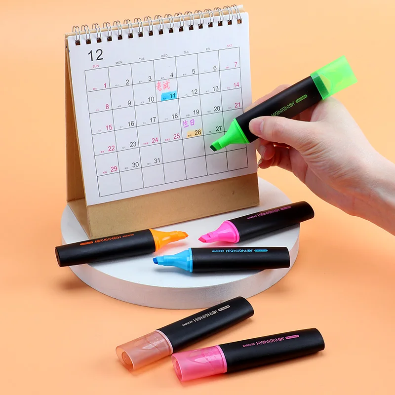 12 colors school highlighter plastic highlighter pen