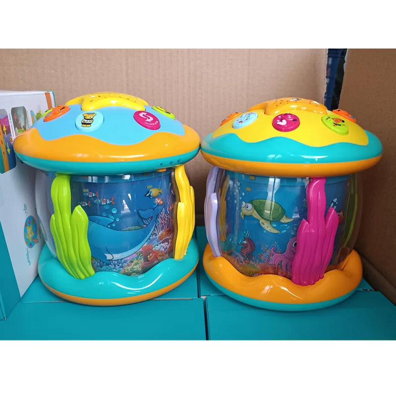Hot sale hand clap drum projection ocean paradise baby toys  education early light and musical  toddler toys anime