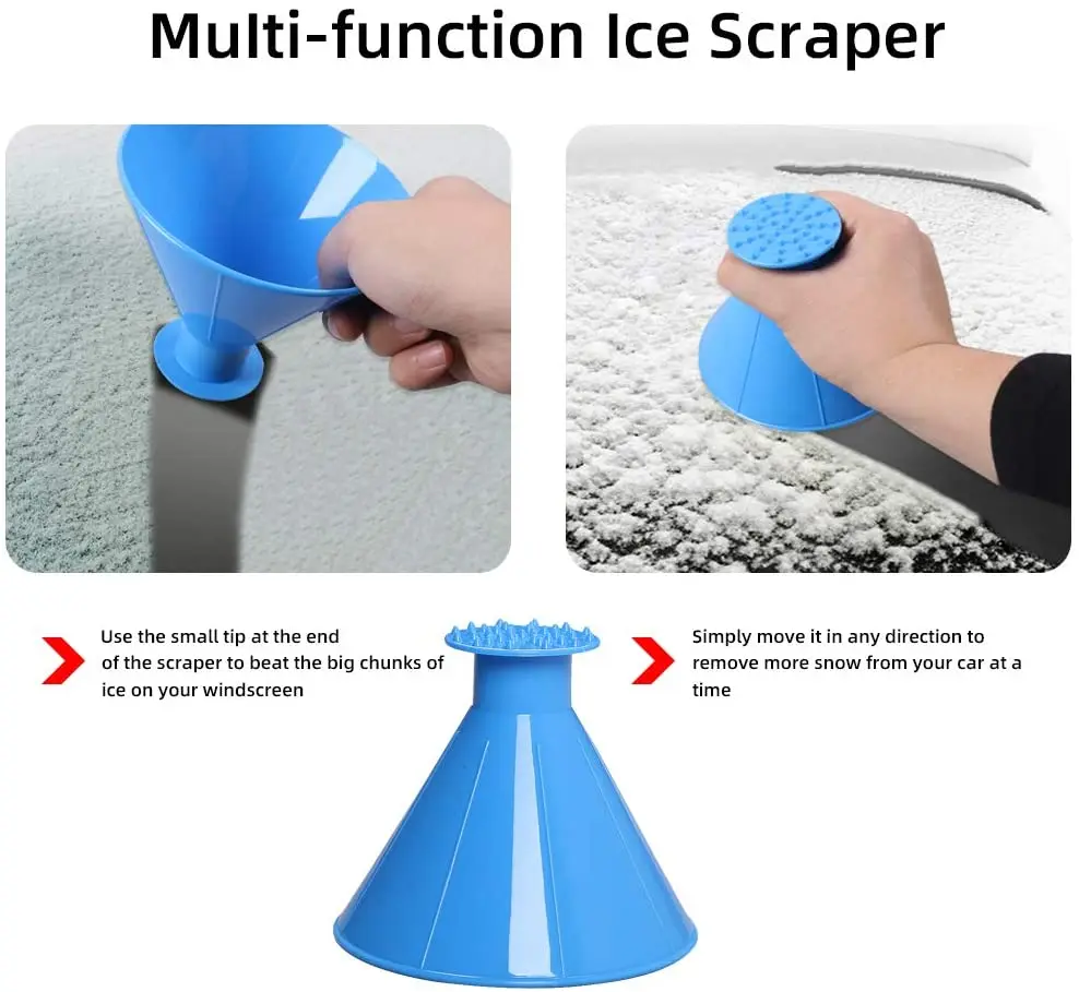 Car Window Windshield Snow Remover Car Ice Scraper Oil Funnel Car Snow Remover Shovel Window Scraper Ice Cone Scraper