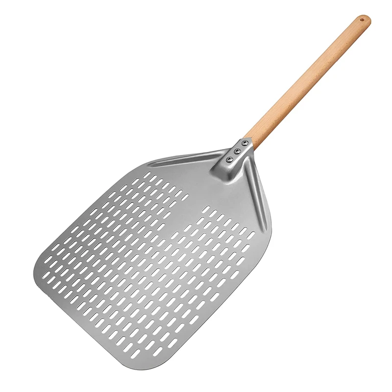 Rectangular Metal Pizza Turning Spatula with Detachable Wooden Handle for Outdoor Pizza Oven