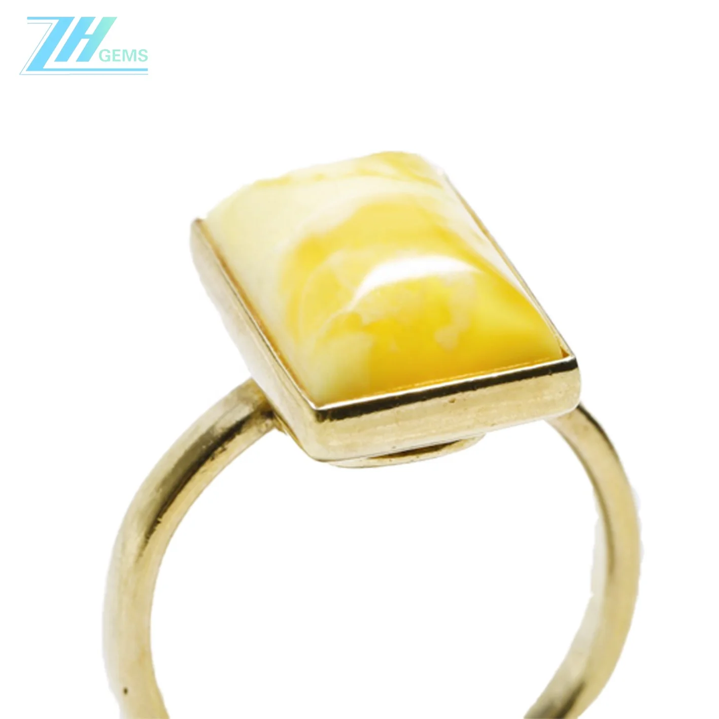 Handmade Ring  Large Amber Stone Ring Amber Gemstone Ring