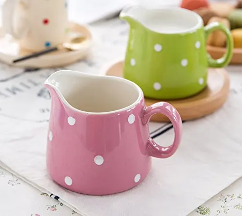 Polka Dot Ceramic Creamer with Handle Coffee Milk Creamer Pitcher Serving Pitcher Sauce Pitcher Milk Creamer Jug for Kitchen