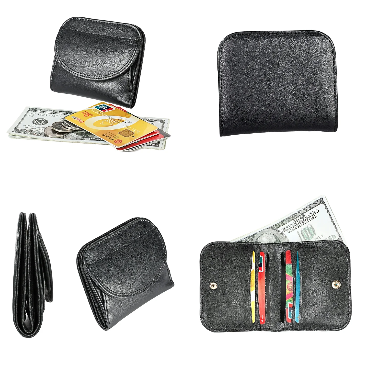 Female Purses Vintage Genuine Leather Wallet for Women with Card Holders and Coin Pocket