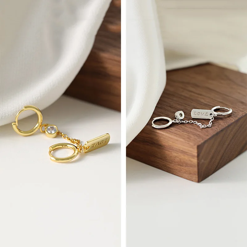 wmef281 double Ear hole earring temperament All-match 925 sterling silver personality earrings single piece