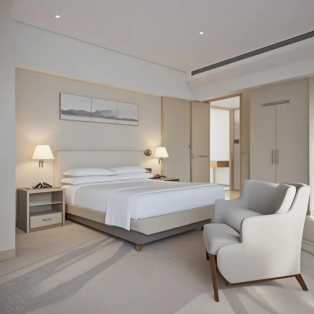 Ramada Hotel High-End Minimalist Furniture European Design Wood Panel for 5-Star Hotel Bedroom and Bathroom for Apartment Use