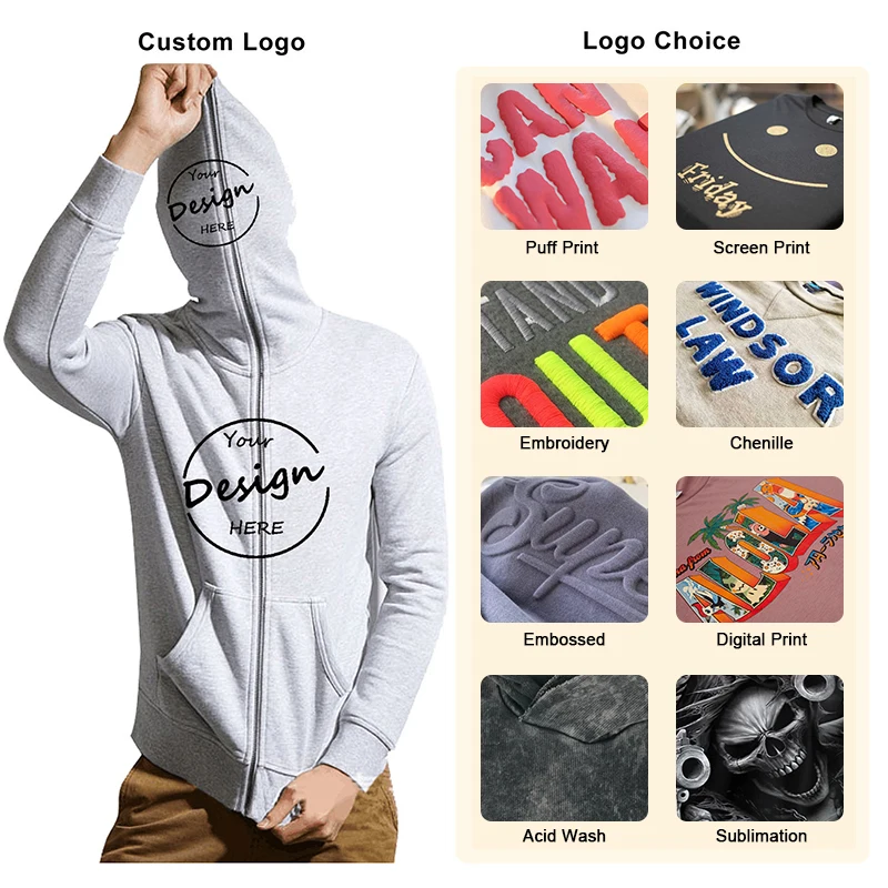 300gsm Heavyweight French Terry Custom Puff Printing Cropped Hoodie Men Logo Unisex Clothing Manufacturers Cotton Sweatshirt