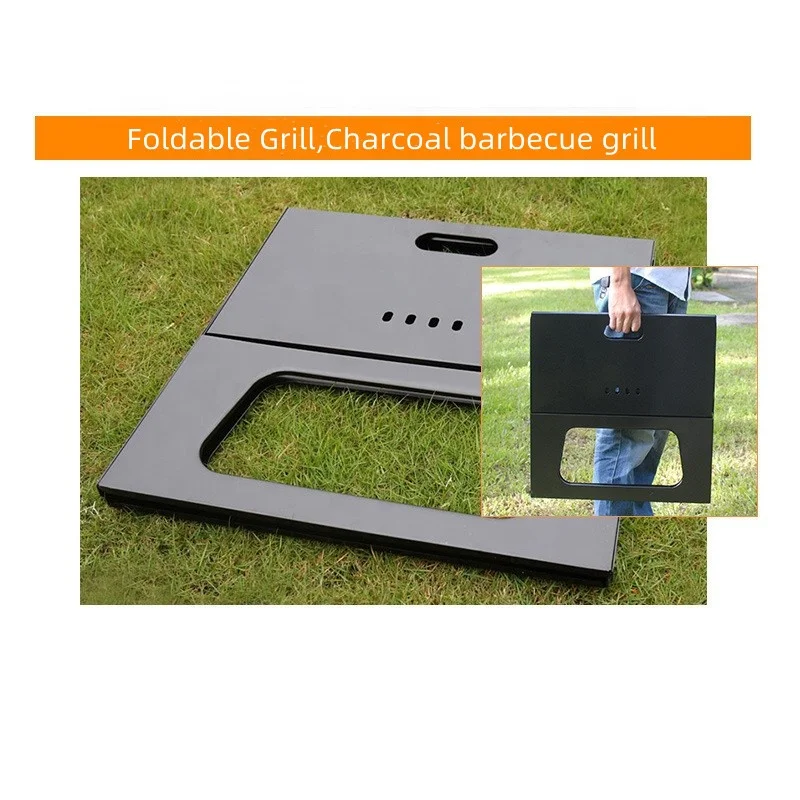 Portable foldable outdoor camping grill charcoal bbq grill notebook portable small folding grill