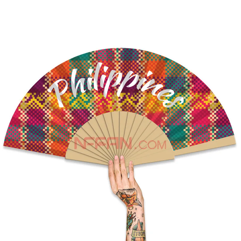 Custom Printed  Personalized abanicos de mano Wooden Hand Held Folding Fan