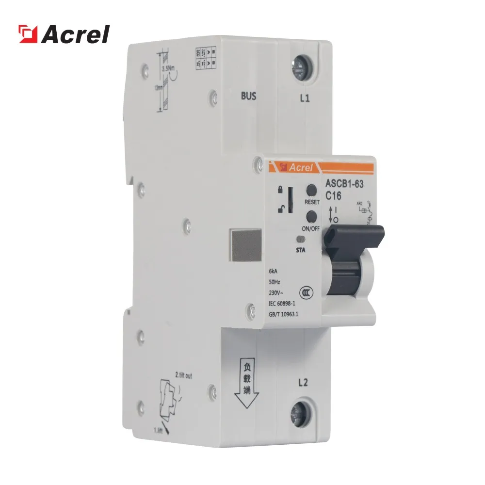 Acrel Smart MCB ASCB1-63-C16-1P smart micro circuit breaker 1P-16/32/63A low-voltage terminal power distribution RS485