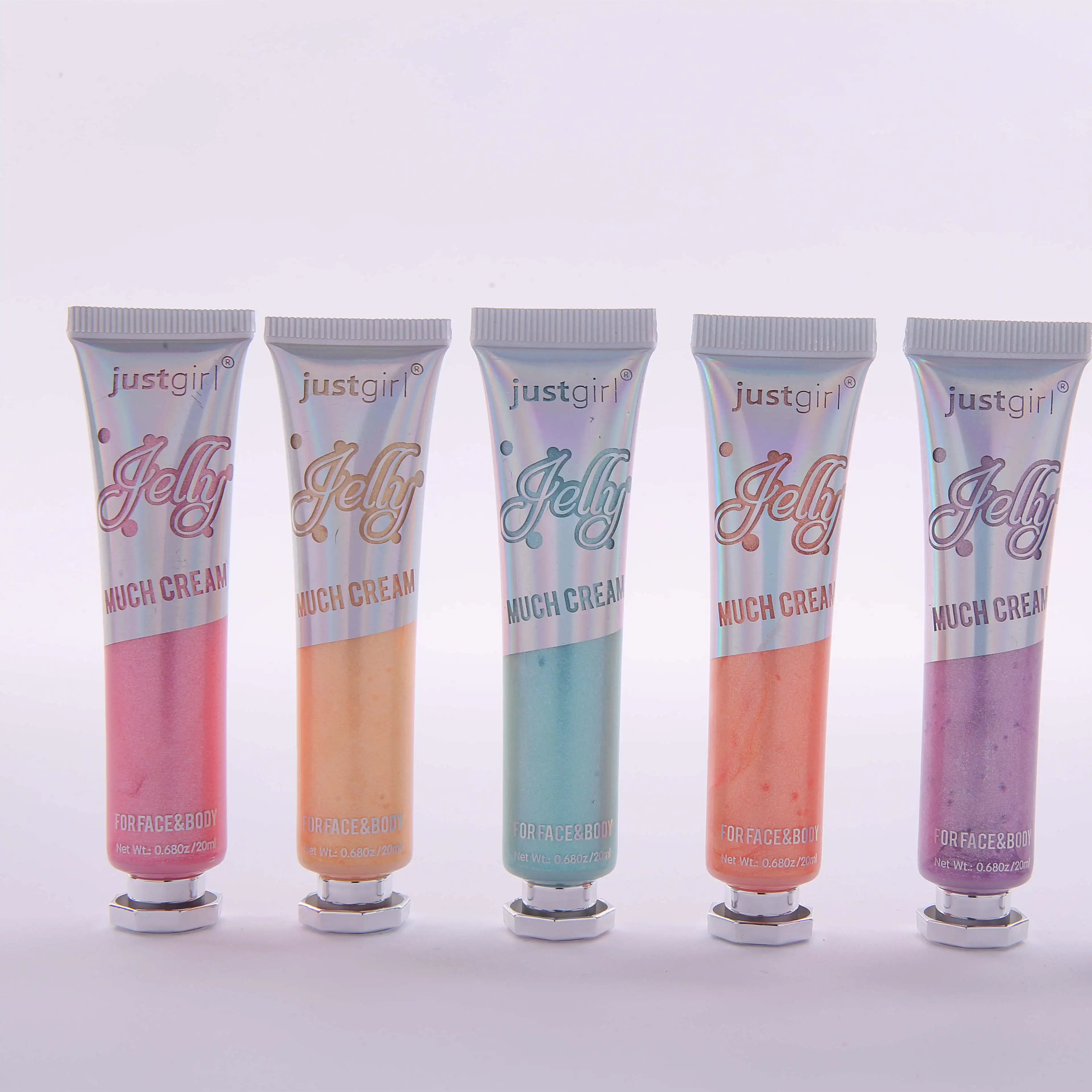 New Holographic Printing Cute Tube Organic Shiny Private Label Sparkling Non Toxic Vegan Girls Jelly Highlighter