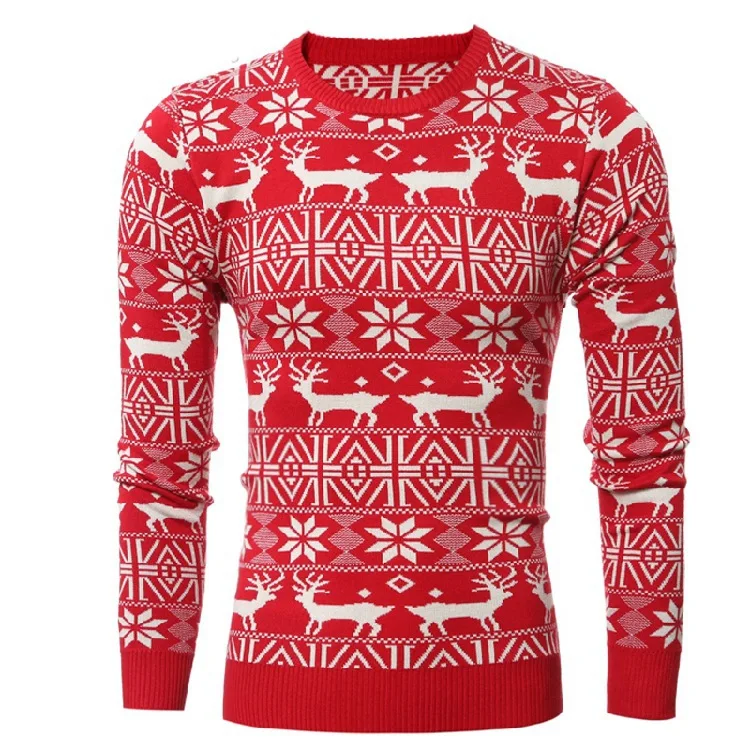 Custom Christmas sweater jacquard pullover long sleeve ugly sweater knit coat winter knitted cardigan sweater men
