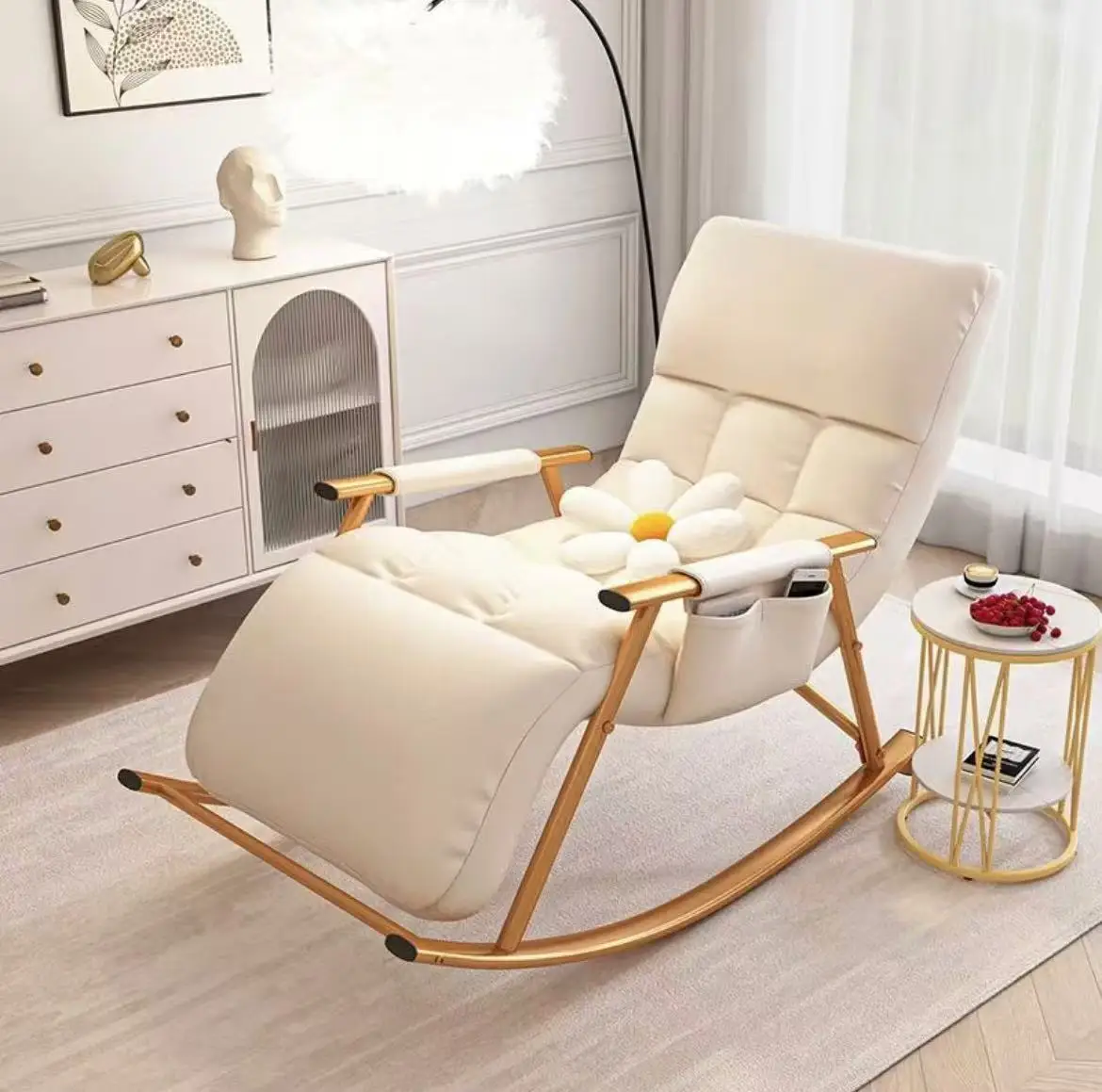 Nordic Modern Leisure Living Room Rocking Chair Comfortable Adult Plastic Metal Frame Wholesale Bedroom Furniture-Chaise Lounge