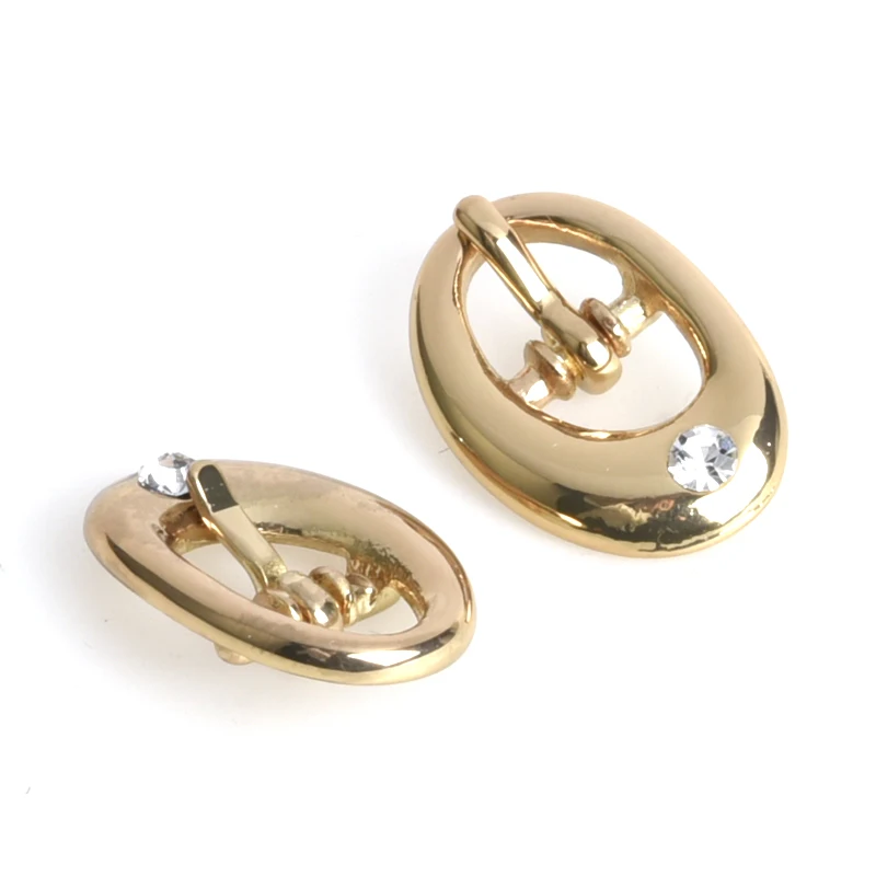 Circle Buckles Oval and Logo Accessary Pin Buckle Boots Gold Gun Metal  Shoe Buckle Diamond Decorations
