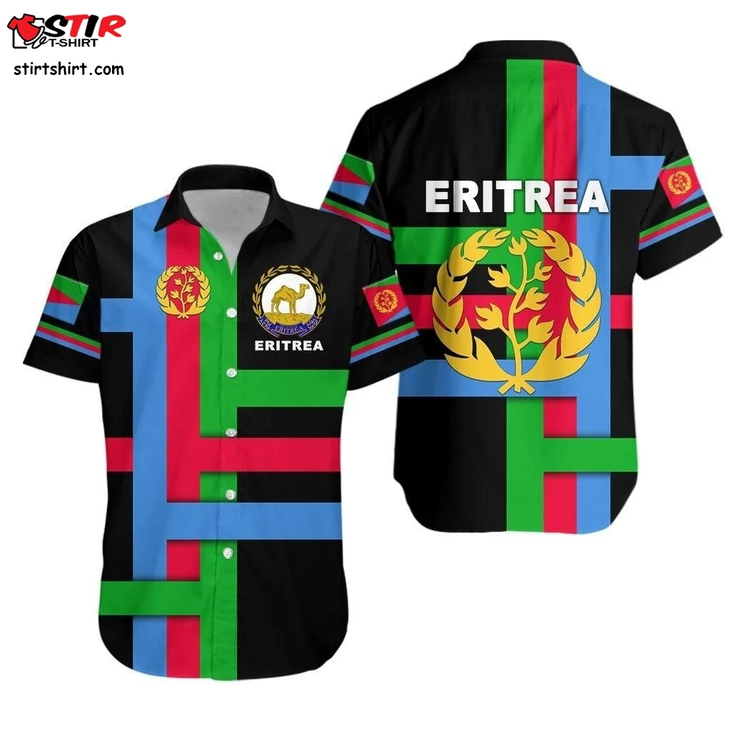 Asmara Eritrean Flag Button-down Shirt For Men Hawaiian Shirt Custom Wholesale Eritrea Lion Proud Olive Symbol Unisex Shirt