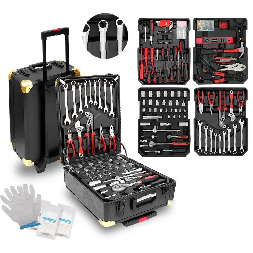 187 Pcs Aluminum Dr Socket Wrench Set in Combination Hard Case with Rolling Tool Box OEM Supported Customizable ODM