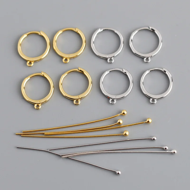 Custom Jewelry 925 Sterling Silver 18K Gold DIY Hoop Earrings Making Pin Pendant Huggie Earrings Findings for Earring Materials