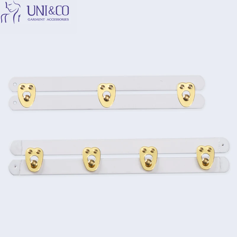 Gold Copper 3 Buttons Coated Flat White Steel Bone For Corset Busk