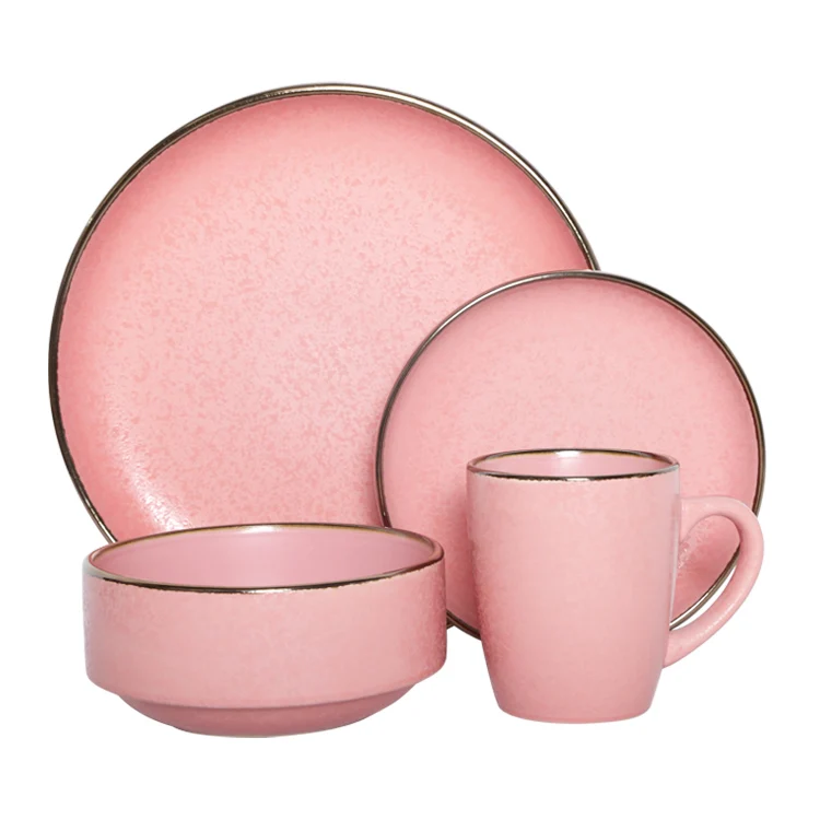ceramic dinnerware set/wholesale chinese Matte ceramic tableware with metal glaze edge
