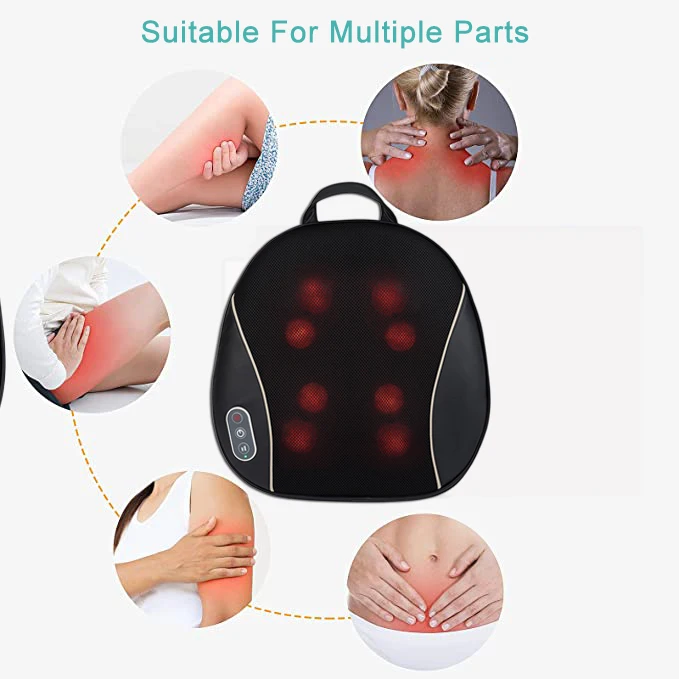 8 Deep-Kneading Nodes 3D Electric Shiatsu Back Massage Cushion Machine Portable for Body Neck Waist Shiatsu Pillow Chair