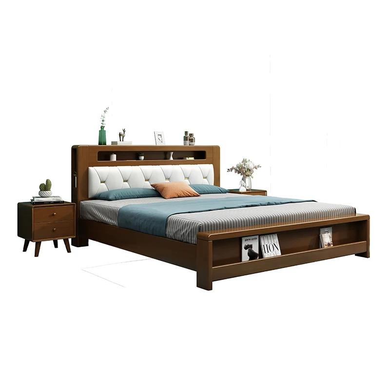 
Europe New Design Bedroom Furniture Sets Modern King Size Tatami Bed Fabric Back Bedside Bed 