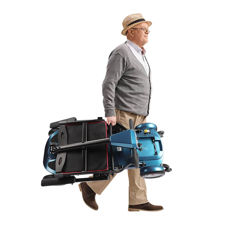 8 Inch Feather Weight Mobility Scooters Compact Suitcase Folding 4 Wheel Lightweight Mobility Scooter