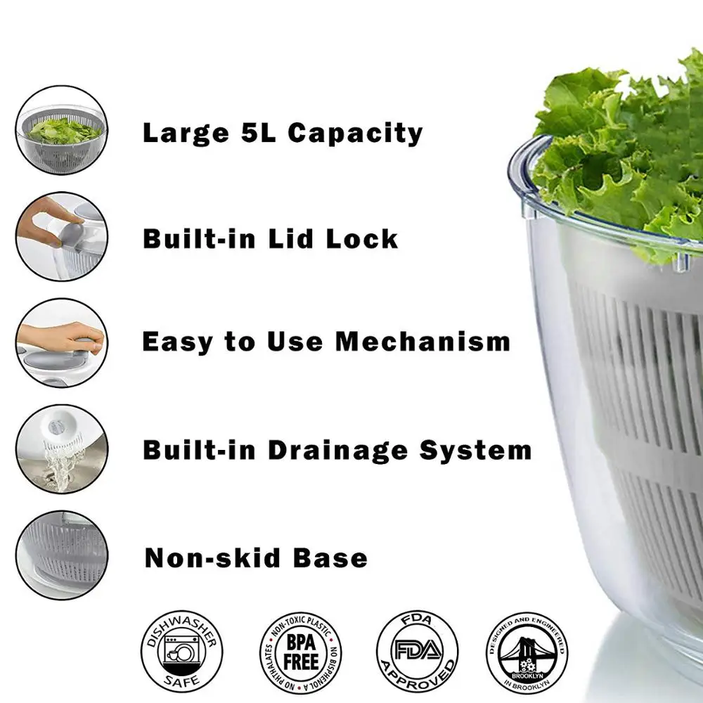 Amazon hot sale professional multifunctional large plastic foldable collapsible industrial commercial salad spinner