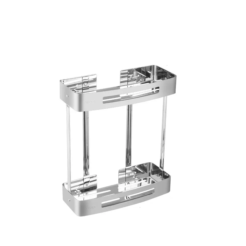 wholesale stainless steel double layer square shelf Dual Tier two layers triangle corner shelf