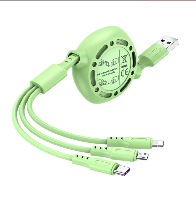 Usb-кабель для передачи данных 1 м, кабель для быстрой зарядки 3 в 1, многофункциональный зарядный кабель для мобильного телефона