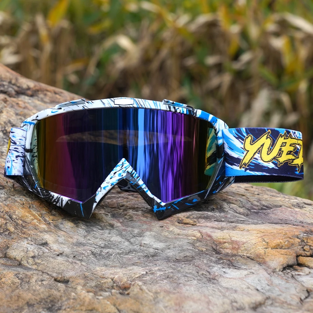Motocross Goggles with Vibrant Frame Design, UV400 Lens, Durable Adjustable Strap, Lightweight and Perfect for Skiing or Riding