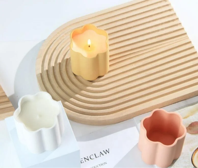 8oz 250ml Flower Shape Wholesale Candle Container Vessels Empty Ceramic Candle Jars For Candles Home Wedding