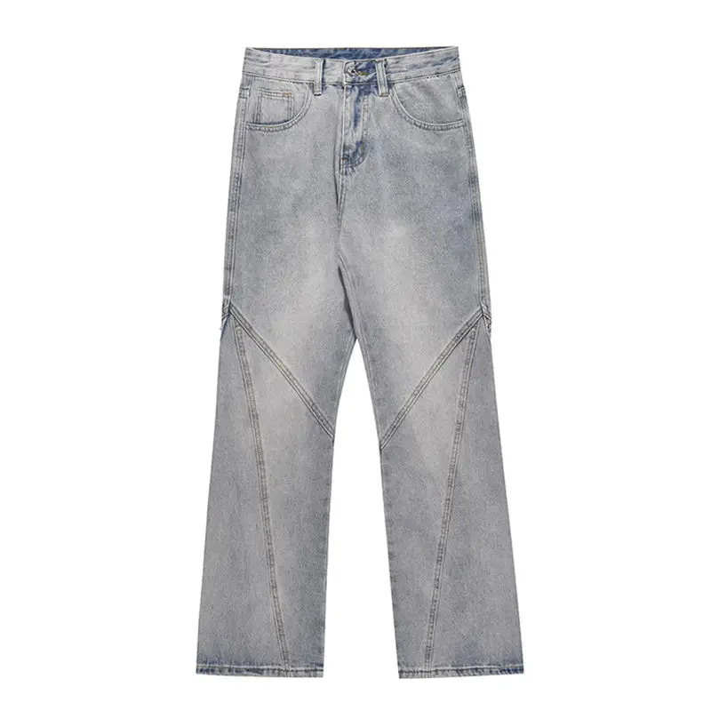 LILUO OEM Denim Designer Stylish Boy Heavy patchwork Baggy Denim Jeans loose straight Jeans pans Men