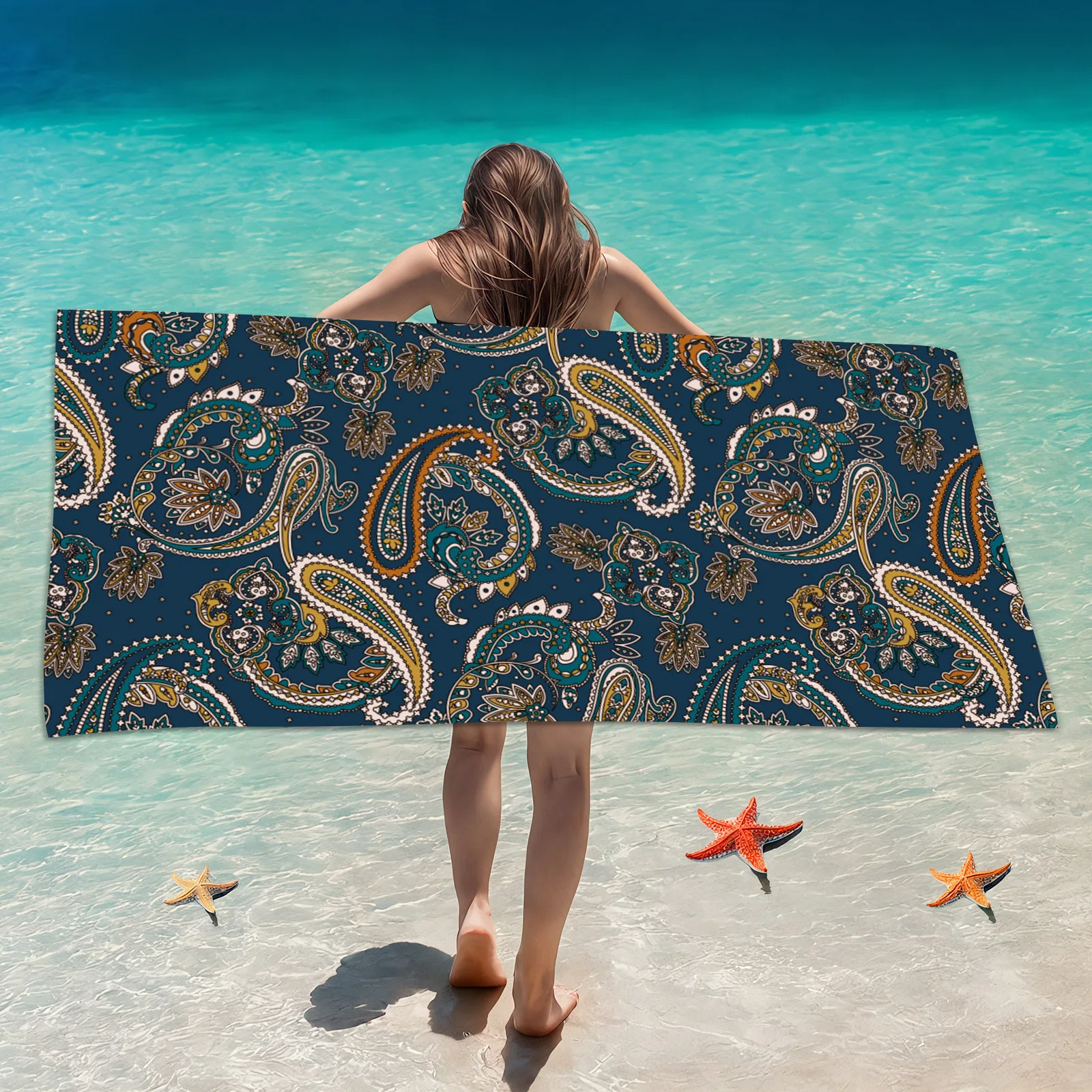Big turtle print beach towel 27.5x55.1 inches microfiber swimming bath towel for kids and adults quick dry and super absorbent