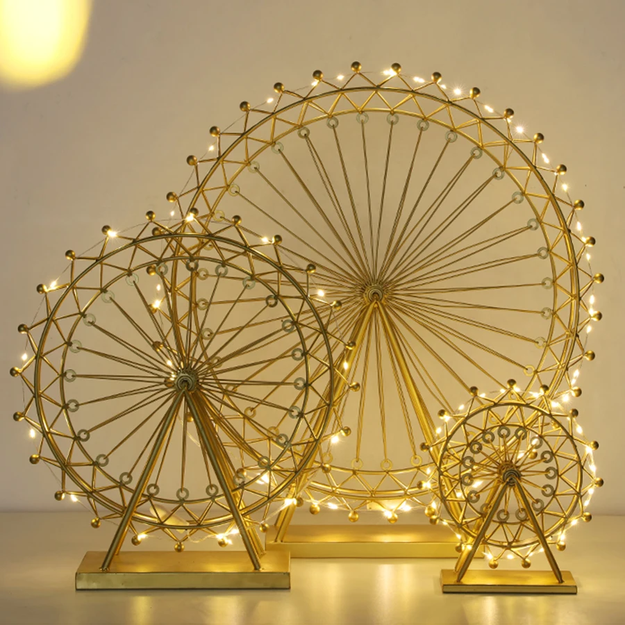 FINE Nordic Creative Vintage wedding decoration craft  Iron Ferris Wheel Model Sculptures Wrought Iron Ornaments