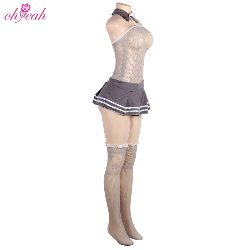 
Hot Sale Mesh Fashion See Through Japanese Students Costume Lingerie Sexy College Girl Costume 