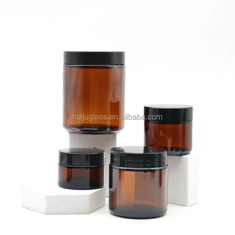 Candle holder luxury 2oz 4oz 7oz 8oz 10oz 12oz 14oz amber frost glass candle jar with metal lid