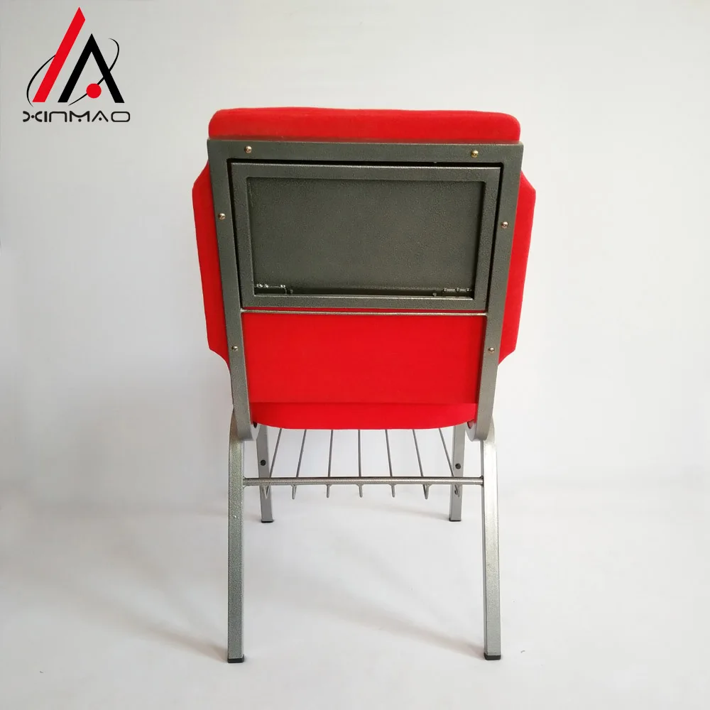Wholesale premium red upholstered church chairs with bookshelves and writing boards