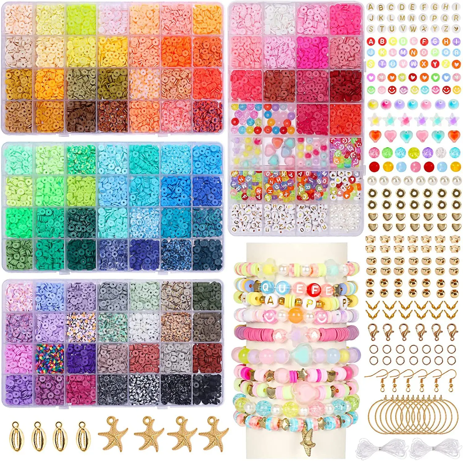 9800pcs Jewelry Bracelet Diy Clay Beads Accessories 6mm Color Polymer Clay Beads For Jewelry Making Kit